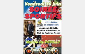 Soirée des sportifs pavillais 2017 : vendredi 16 juin à 18h