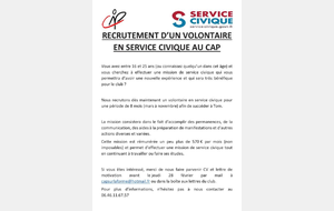 Recrutement d'un volontaire en service civique