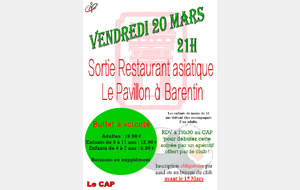 Soirée Restaurant 20 Mars