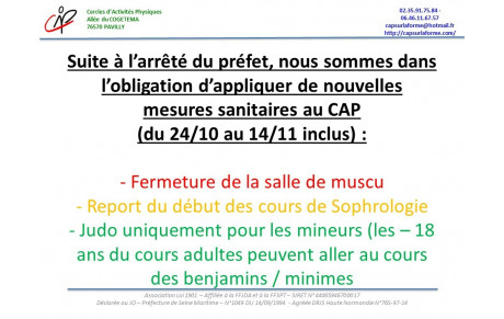 Application du nouvel arrêté COVID