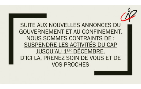 Fermeture du CAP pendant le confinement